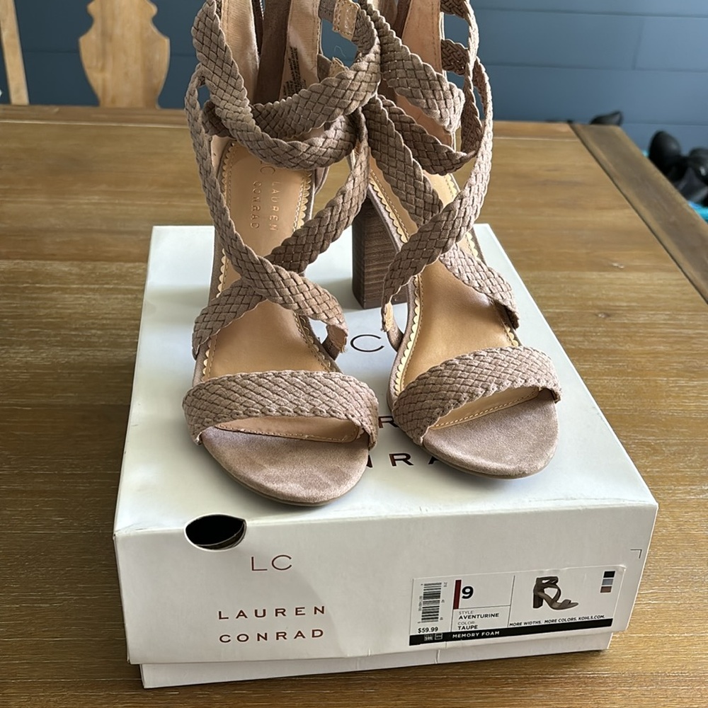 LC Lauren Conrad Braided Tan Heels - Picture 4 of 8